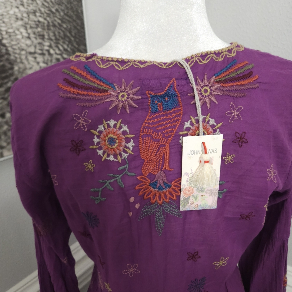 NWT Johnny Was Workshop LUCY EASY TIERED DRESS purple size xs - Picture 11 of 13